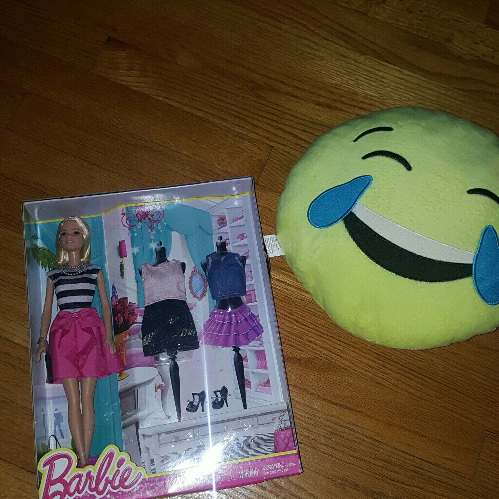 Brand new barbie and emoji pillow bundle!